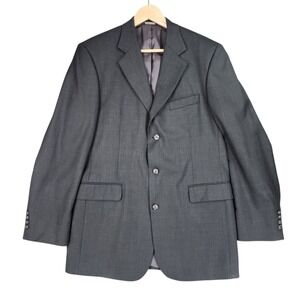 Stafford Suit Jacket Men 40L‎ Gray Wool Single Breast & Vent 3 Button Sport Coat